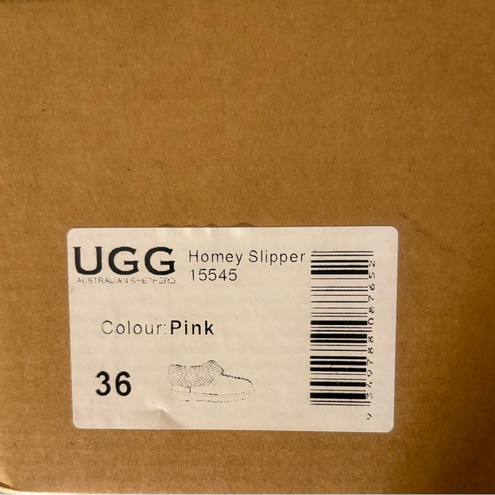 UGG Pink Sheepskin Plush Collar Slip-On Slipper - Picture 4 of 17